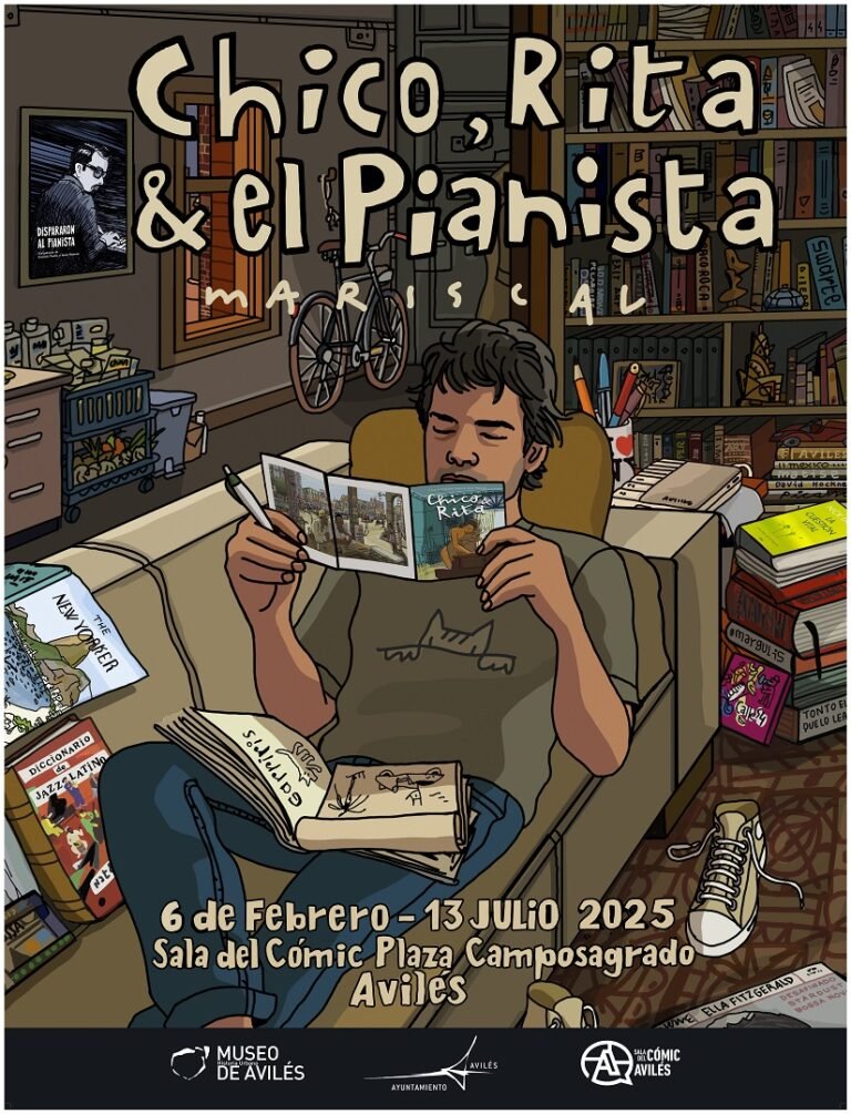El póster de la exposición "Chico, Rita y pianista"